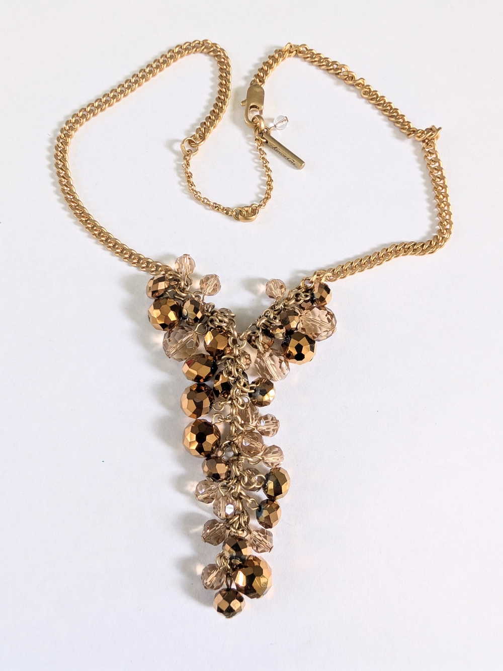 Kenneth Cole Gold-Tone Crystal Cluster Statement Necklace